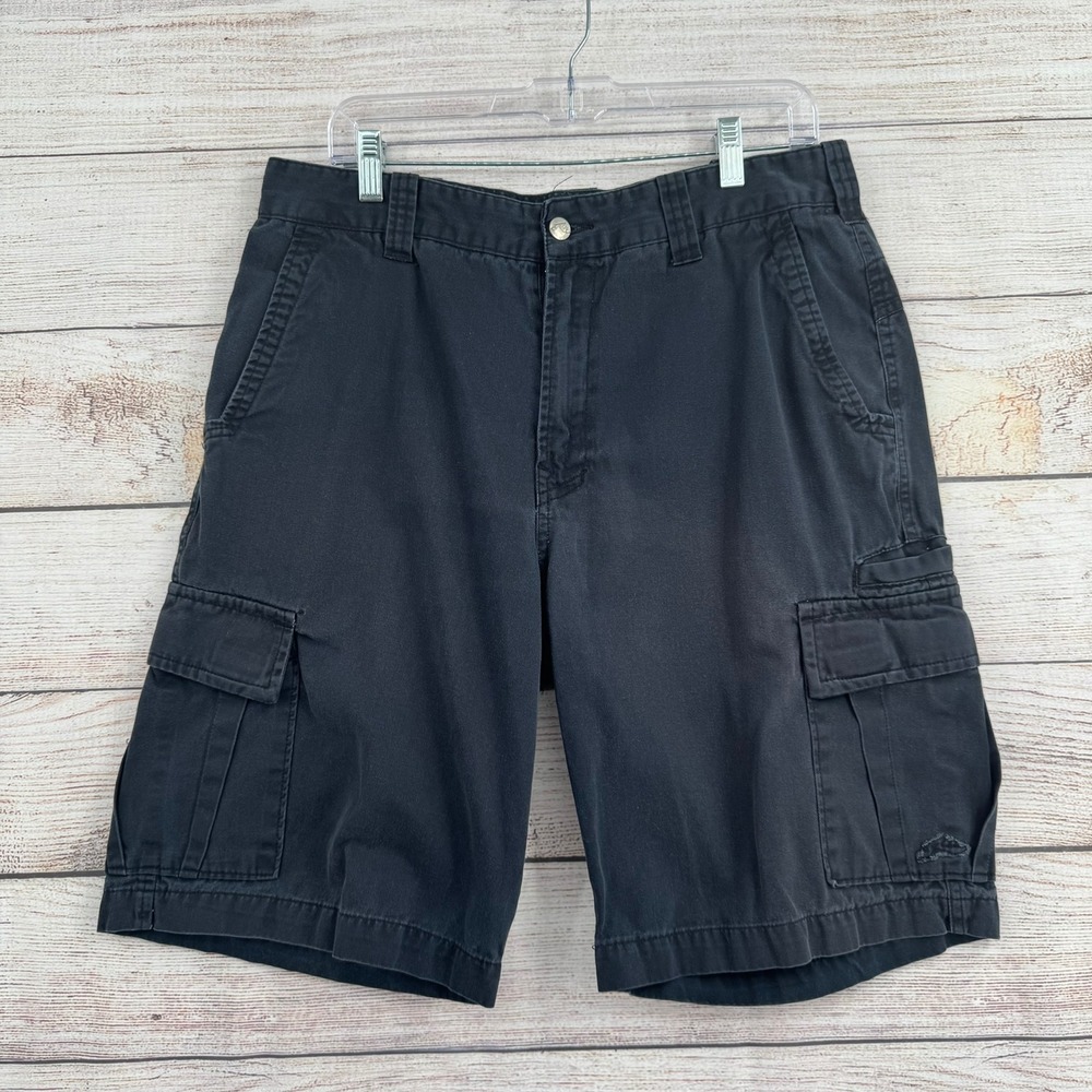 Rusty Cargo Shorts Mens 34 Black Cotton Multi-Pocket Utility Skate Casual